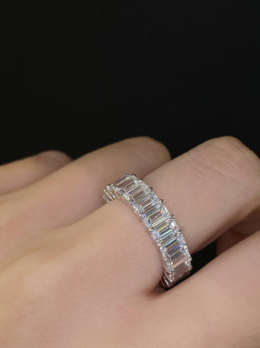 18K Gold 7.32ct Emerald Eternity Band