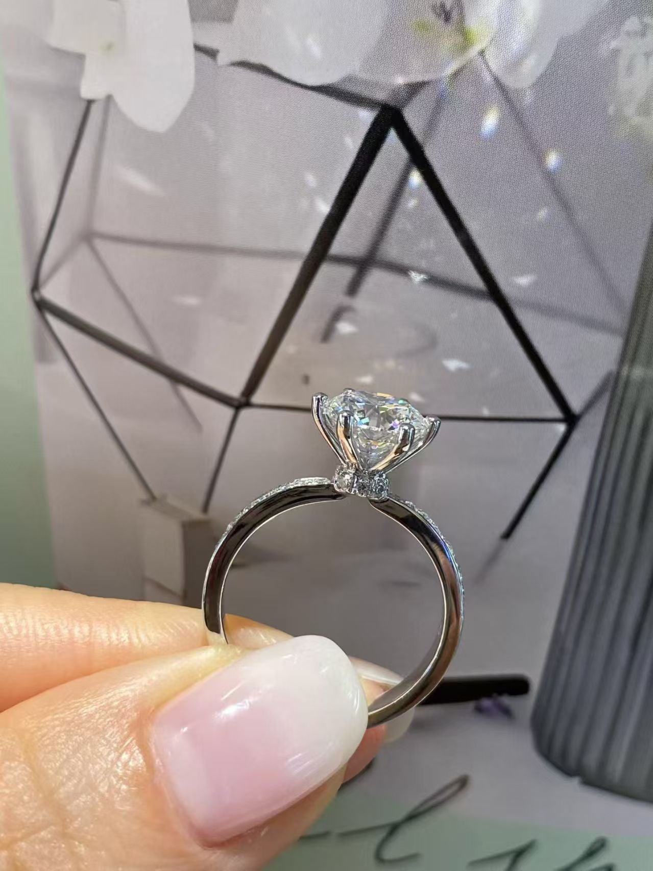 Round Brilliant Pavé Lab Diamond Engagement Ring | 2.08ct D Color | PT950 Solid Platinum | TR00203