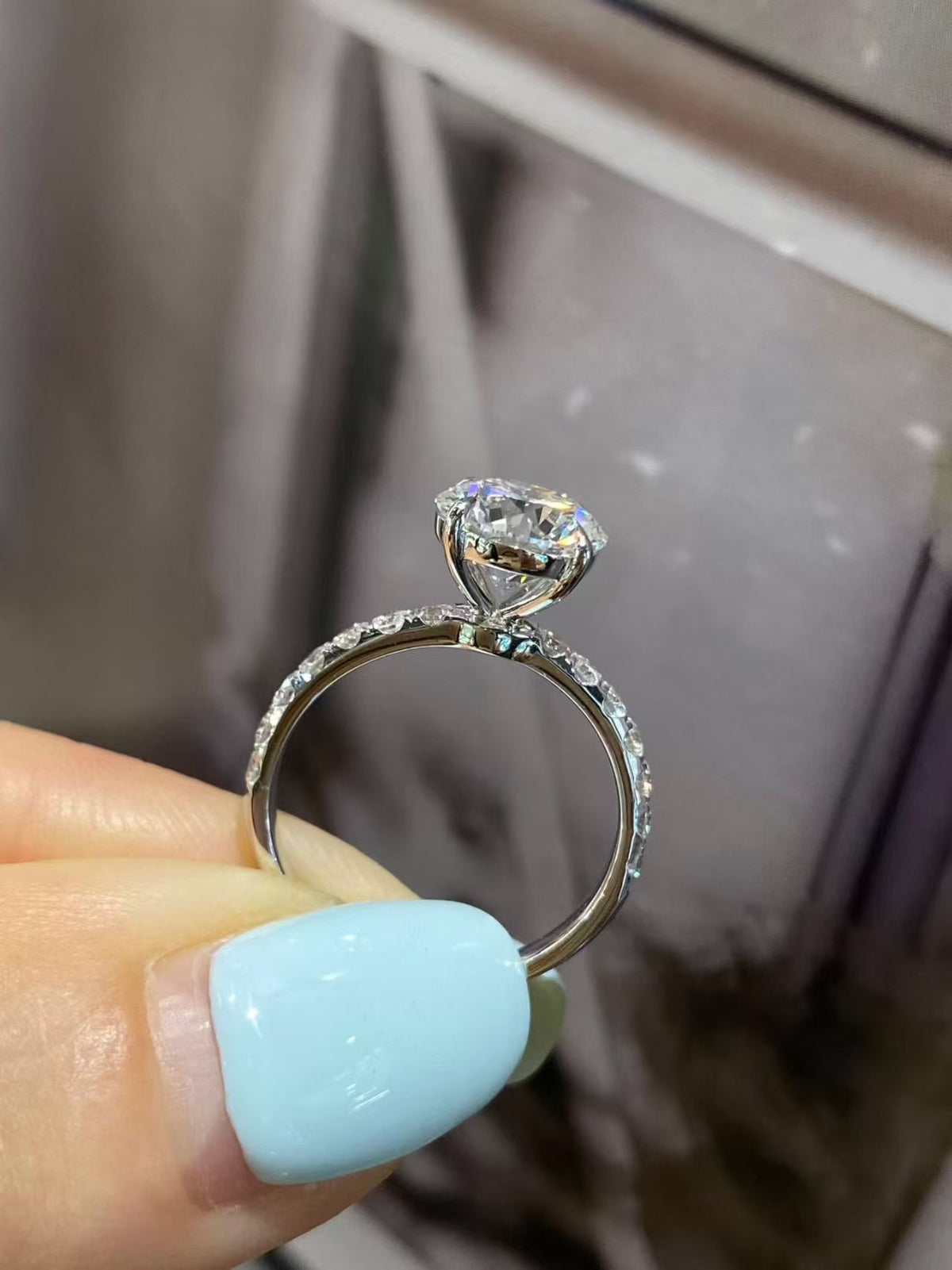 Round Brilliant Half-Eternity Lab Diamond Ring | 2.04ct D Color | 18K Solid White Gold | TR00198