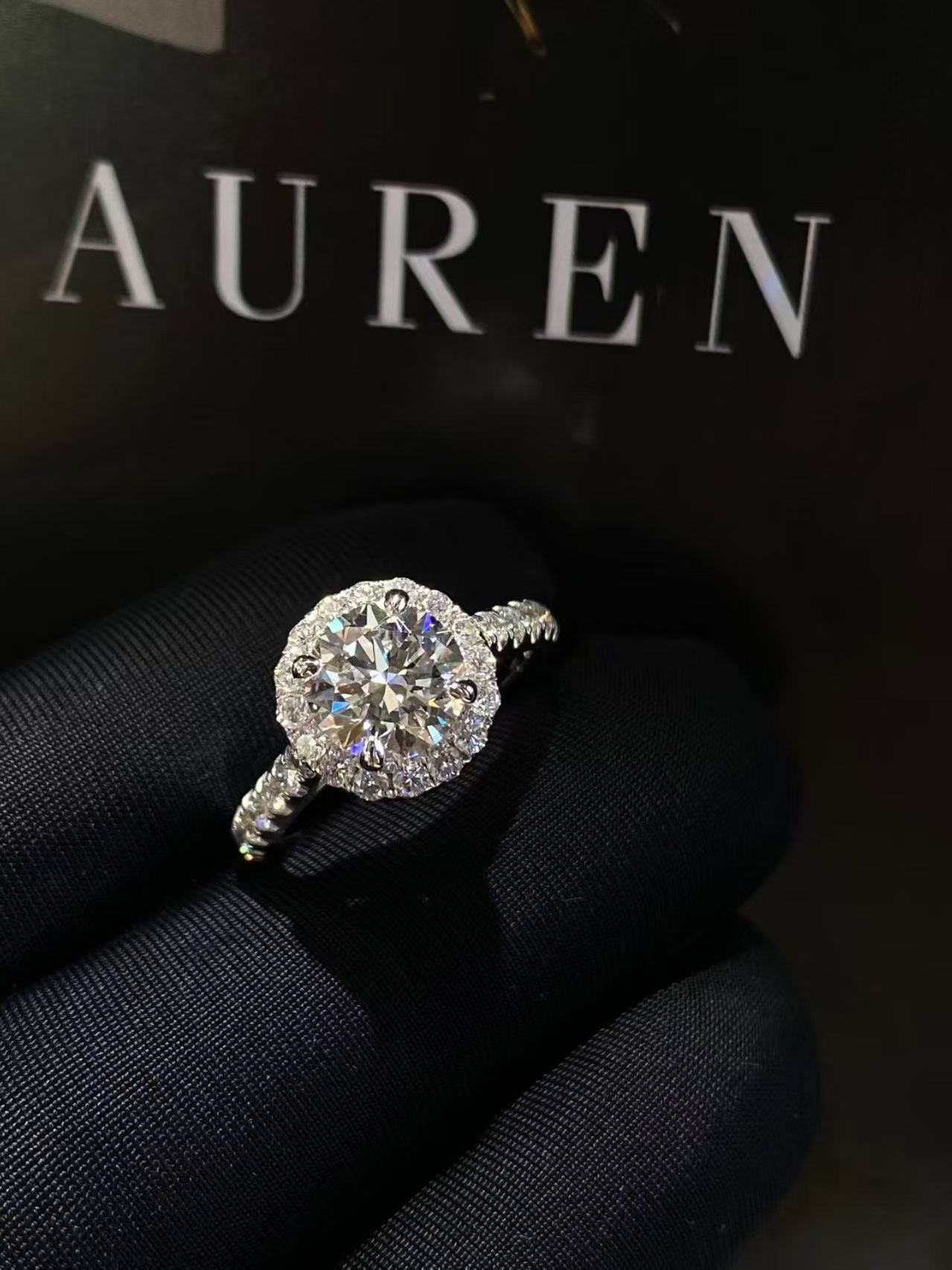 Round Brilliant Halo Lab Diamond Engagement Ring | 1.50ct D Color | 18K Solid Gold | TR003