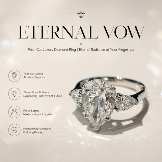 18K Gold Lab-Grown Diamond Pear-Shaped Three-Stone Ring | IGI Certified