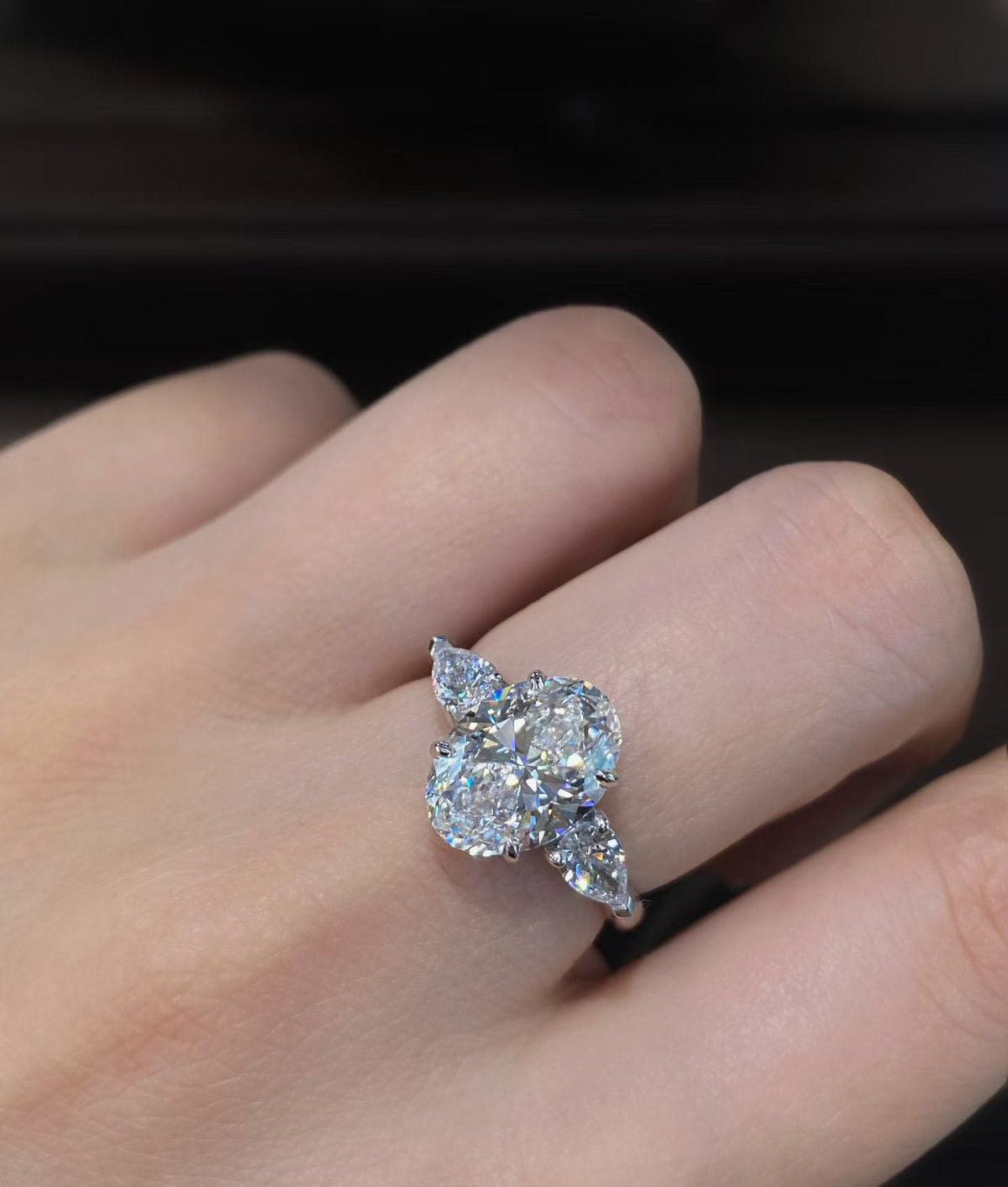 Platinum 3.08ct Oval Three-Stone Ring