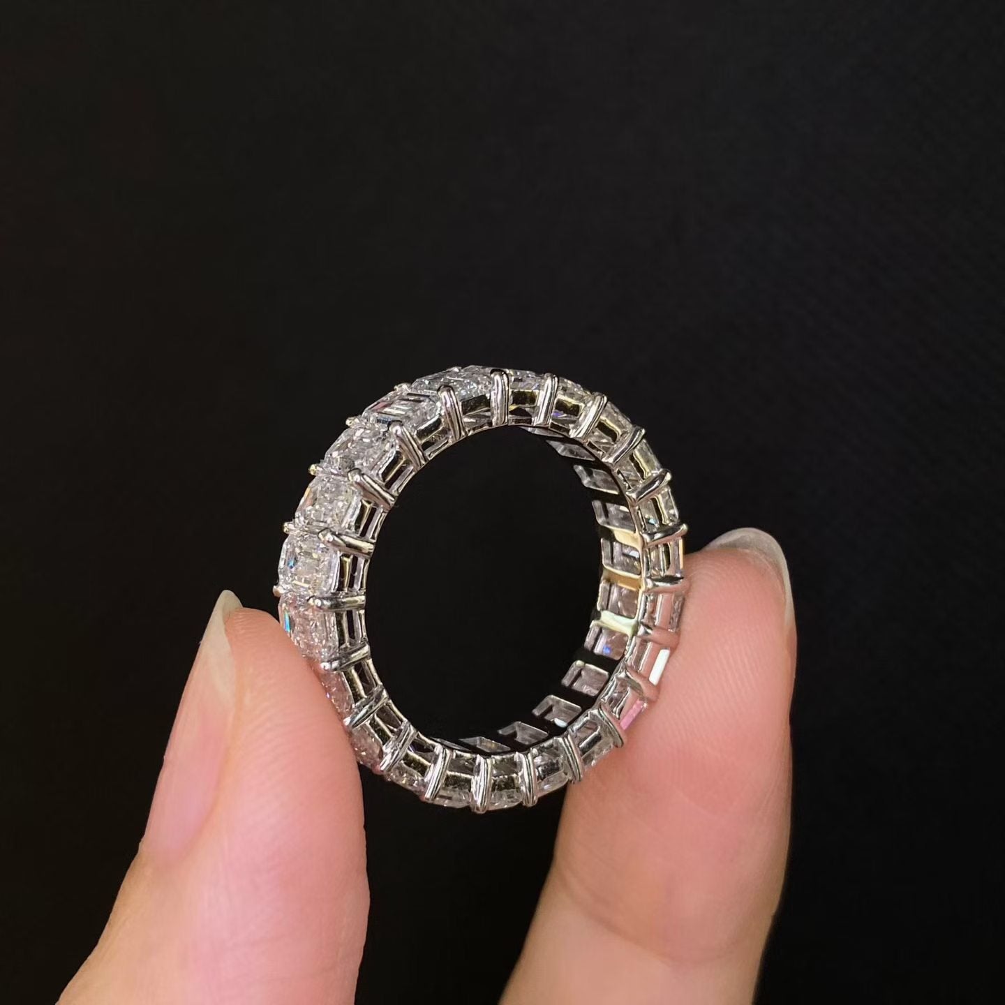 Emerald Cut Full Eternity Lab Diamond Band | 7.32ct D Color | 18K Solid Gold | TN00183
