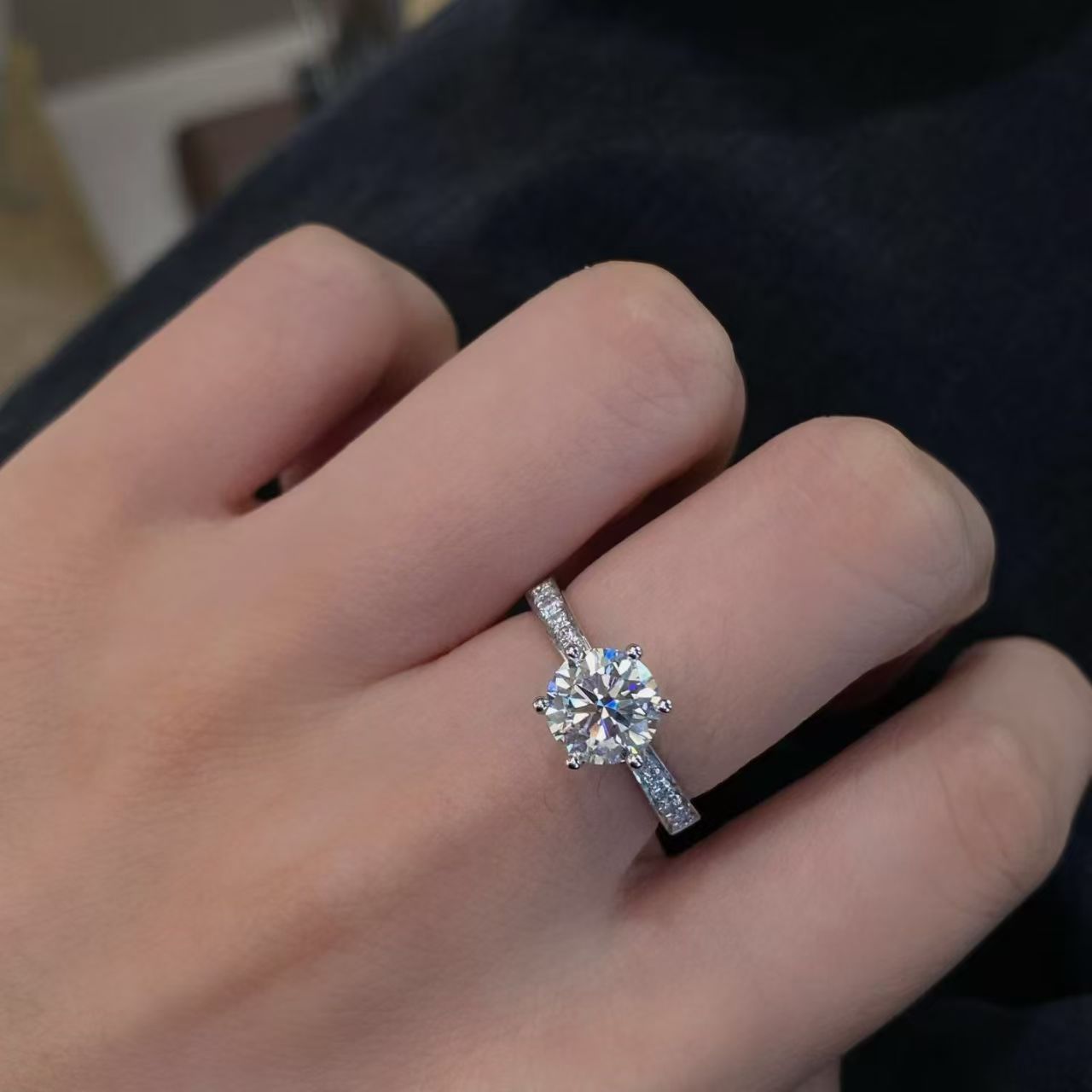 Platinum 2.08ct Round Accent Ring