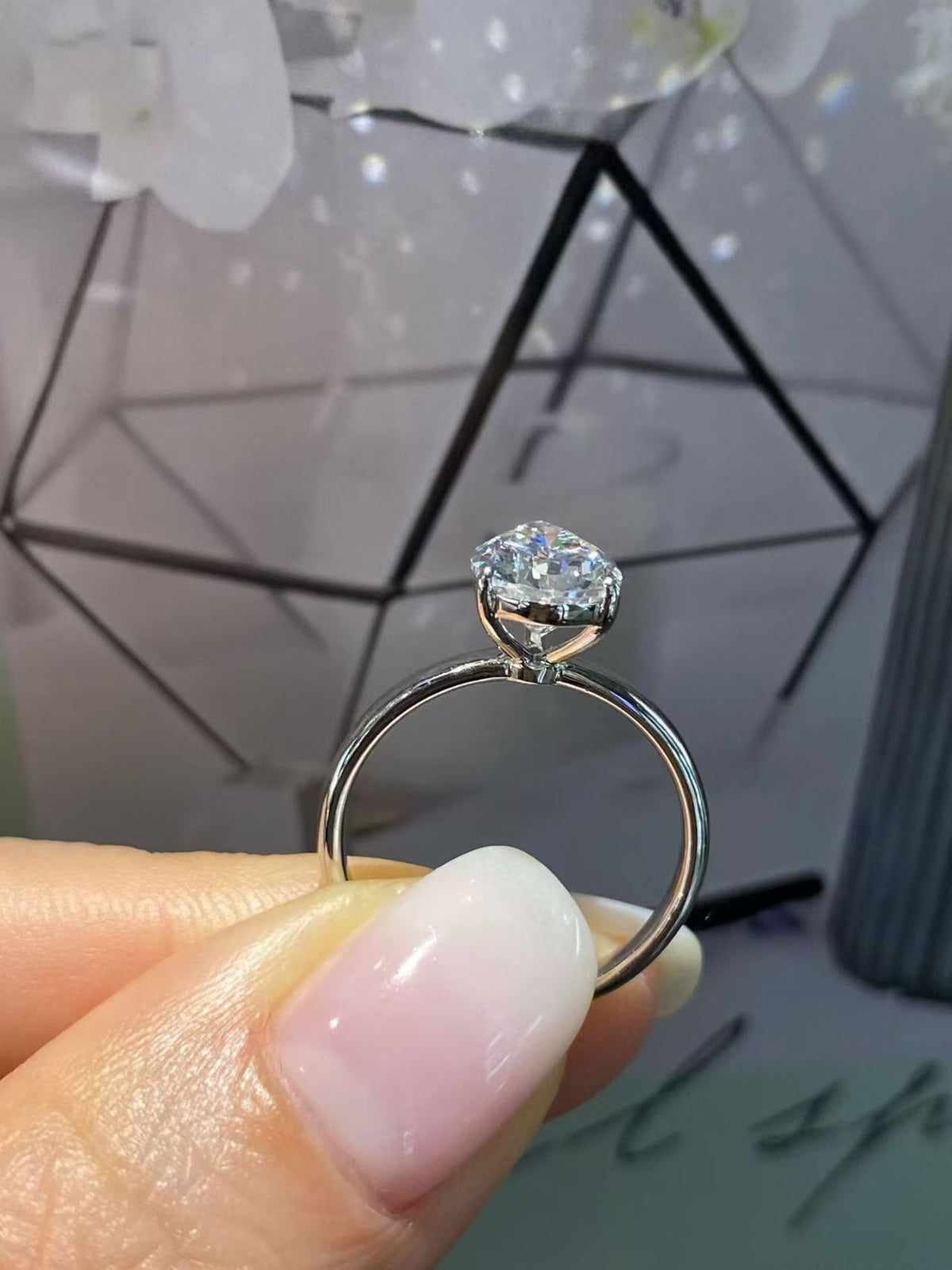 Pear Solitaire Lab Diamond Engagement Ring | 2.07ct D Color | 18K Solid White Gold | TR0023
