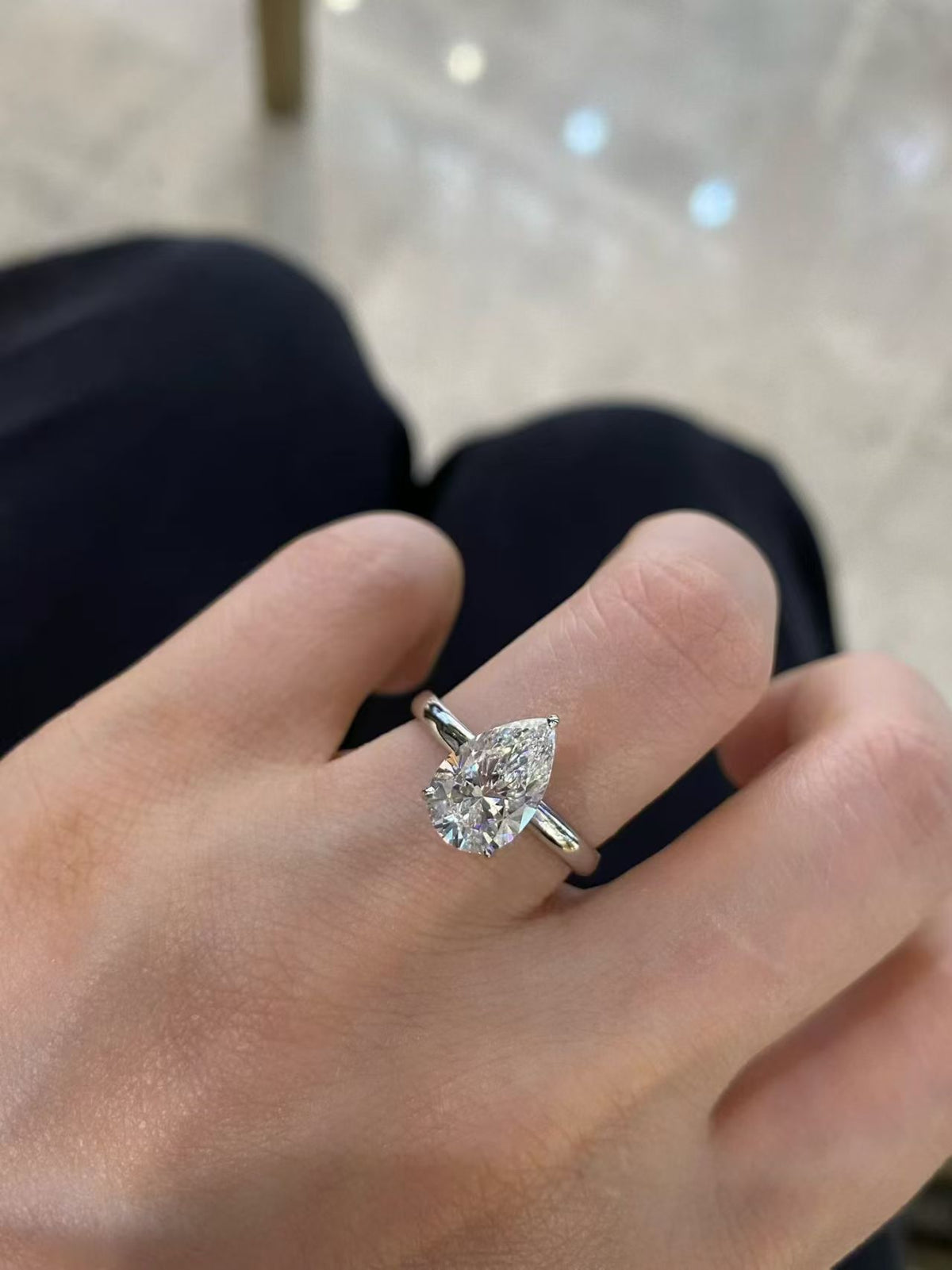 18K WG 2.07ct Pear Solitaire Ring