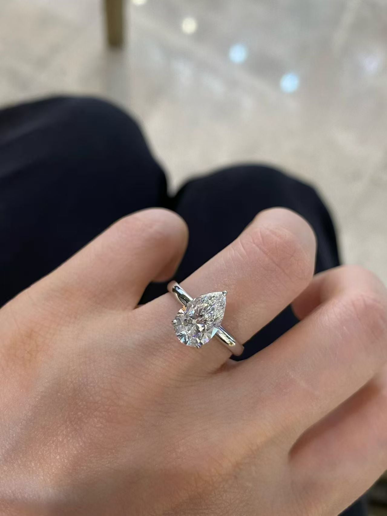 18K WG 2.07ct Pear Solitaire Ring