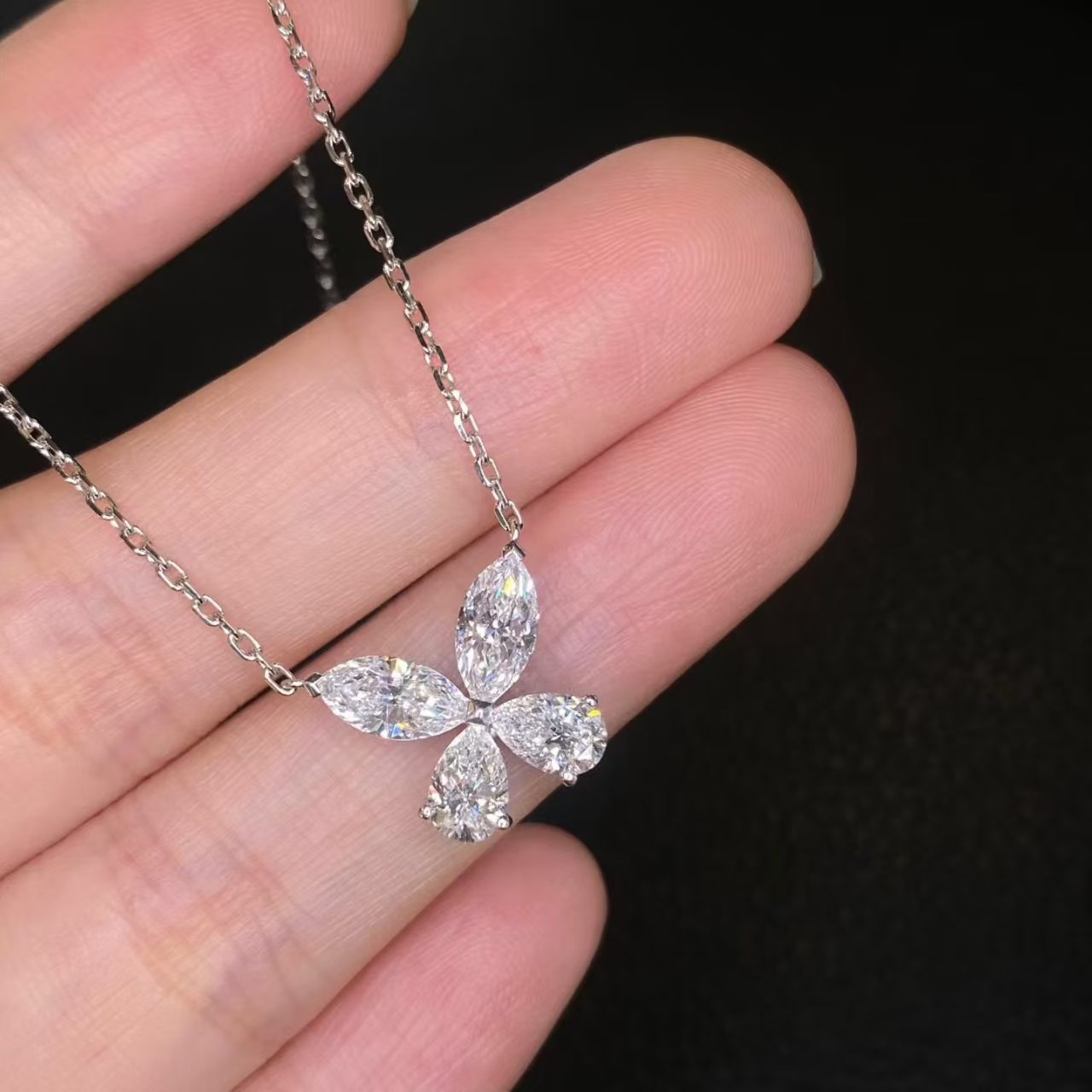 Butterfly Mixed Cut Lab Diamond Pendant Necklace | 1.726ct D Color | PT950 Solid Platinum | TN00117