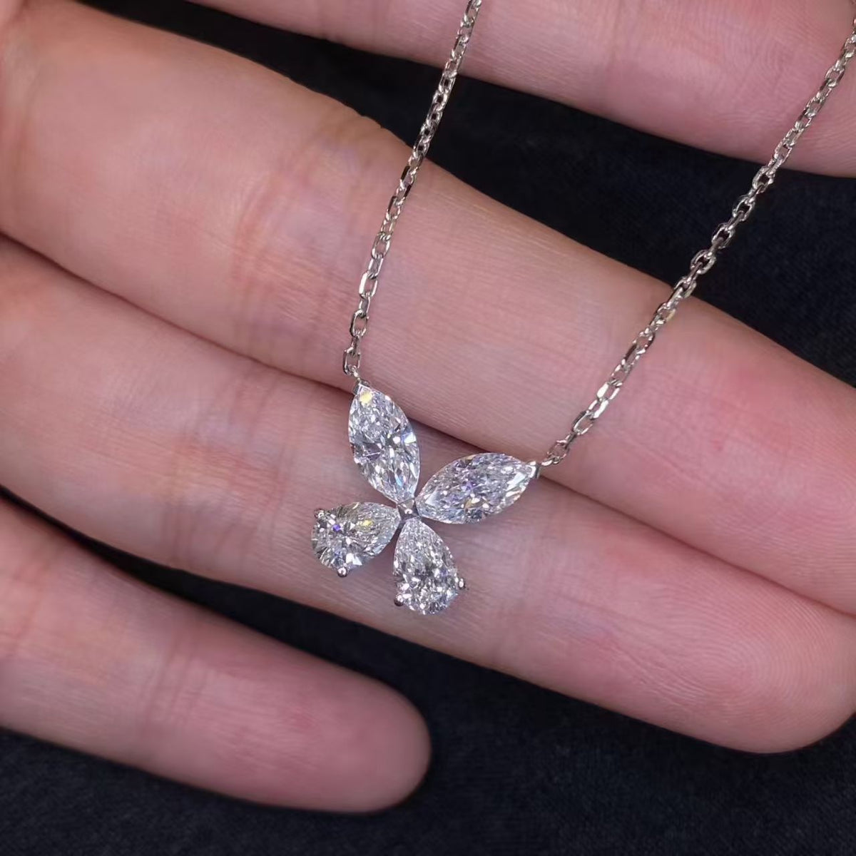 Butterfly Mixed Cut Lab Diamond Pendant Necklace | 1.726ct D Color | PT950 Solid Platinum | TN00117