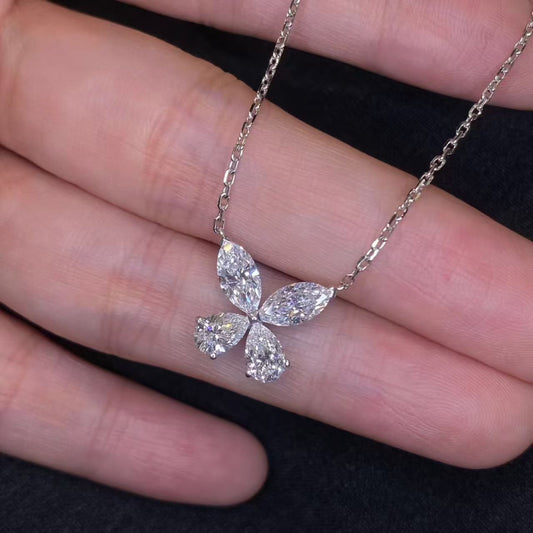 Butterfly Mixed Cut Lab Diamond Pendant Necklace | 1.726ct D Color | PT950 Solid Platinum | TN00117