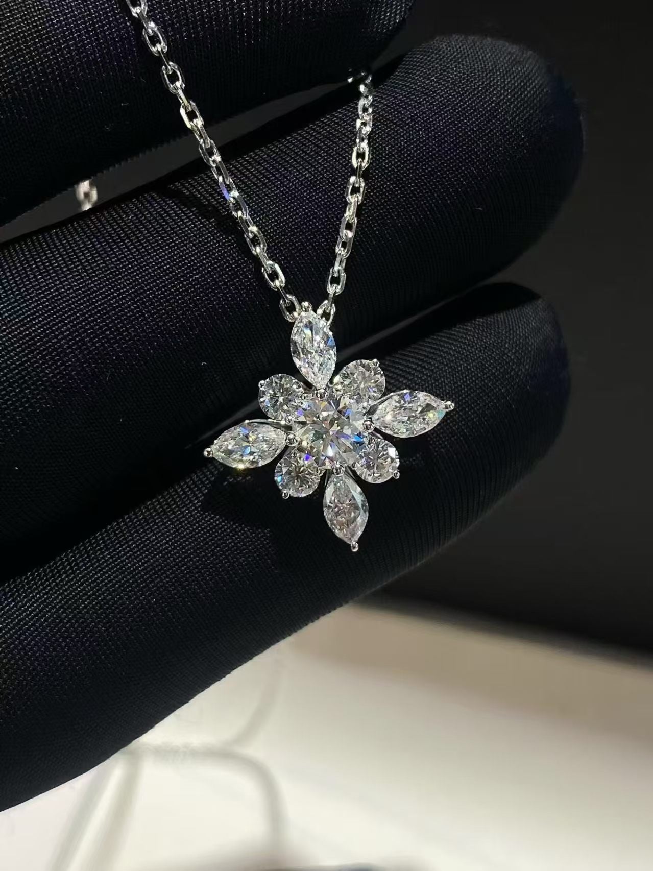 Floral Cluster Lab Diamond Pendant Necklace | 1.668ct D Color | 18K Solid White Gold | TN00165