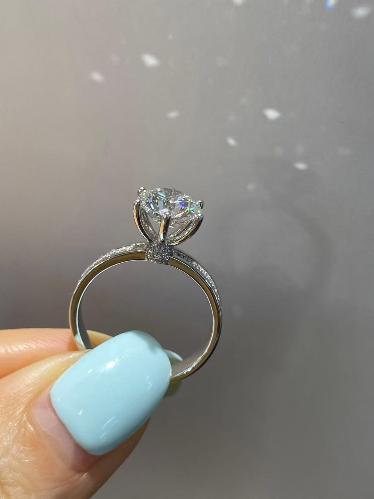 Round Brilliant Pavé Lab Diamond Engagement Ring | 2.02ct D Color | 18K Solid White Gold | TR0035