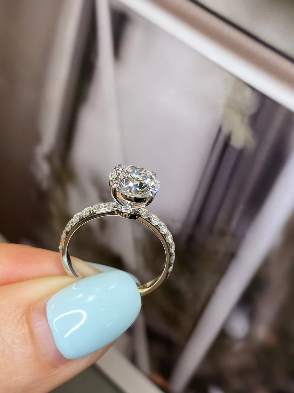 Round Brilliant Half-Eternity Lab Diamond Ring | 2.04ct D Color | 18K Solid White Gold | TR00198