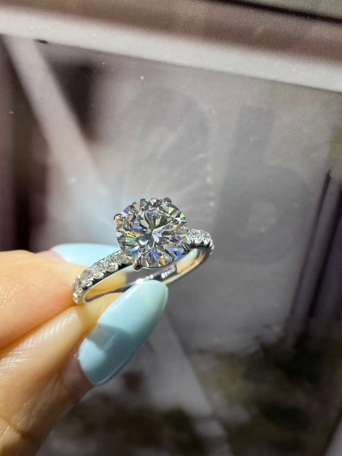 Round Brilliant Half-Eternity Lab Diamond Ring | 2.04ct D Color | 18K Solid White Gold | TR00198