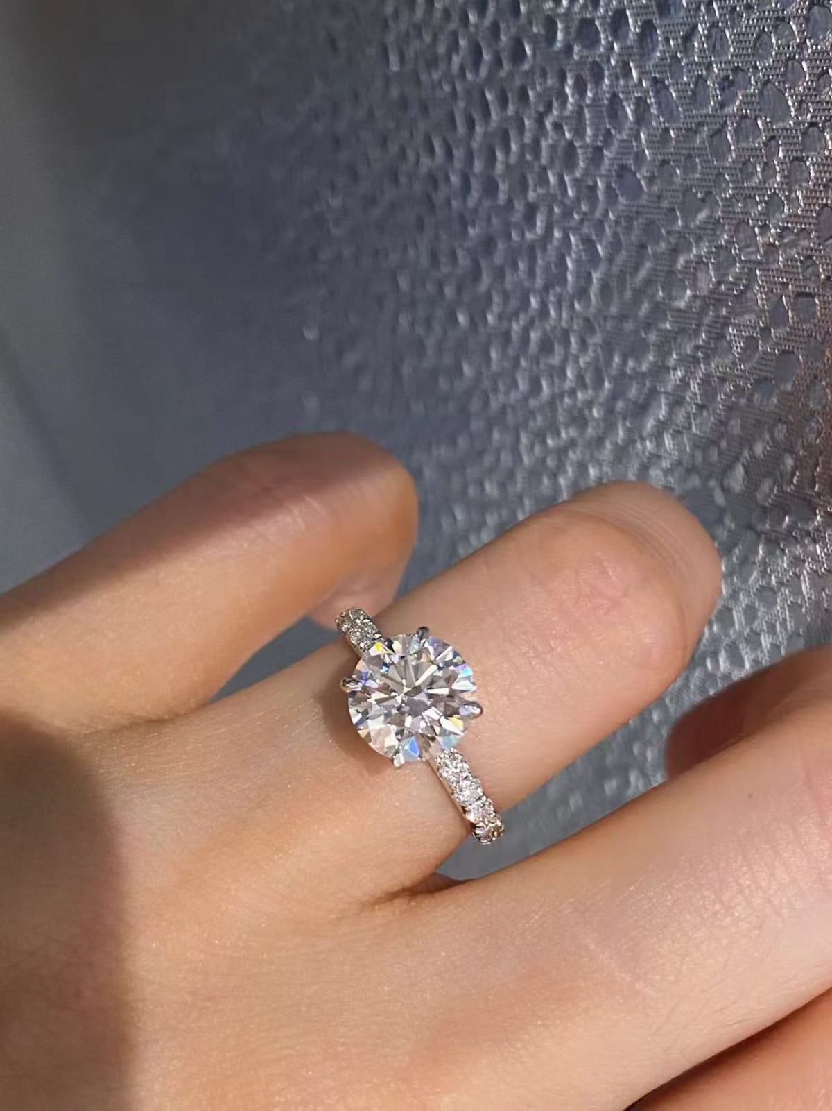 18K Gold 2.04ct Round Accent Lab Diamond Ring