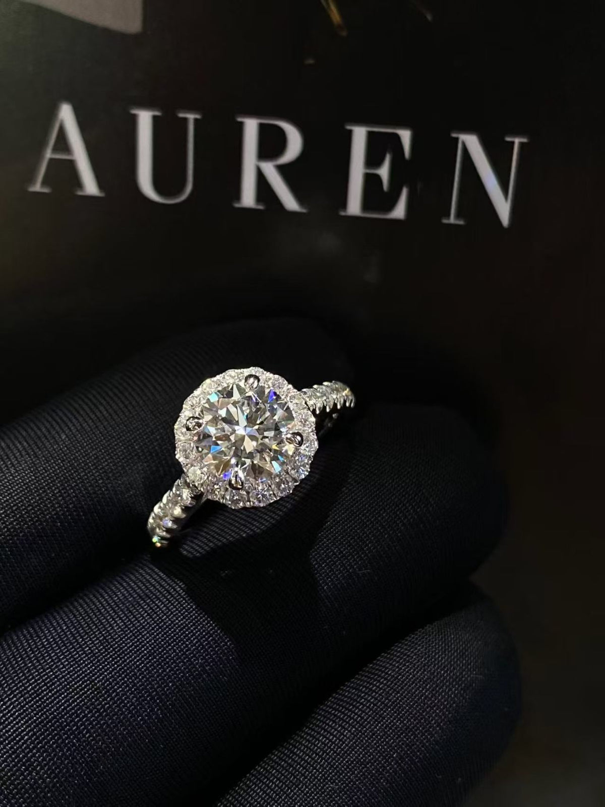 Round Brilliant Halo Lab Diamond Engagement Ring | 1.50ct D Color | 18K Solid Gold | TR003
