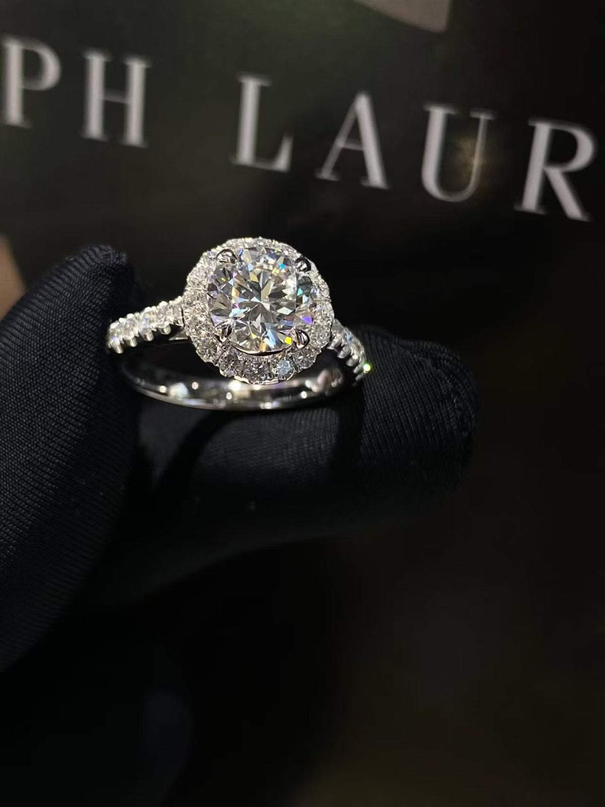 Round Brilliant Halo Lab Diamond Engagement Ring | 1.50ct D Color | 18K Solid Gold | TR003