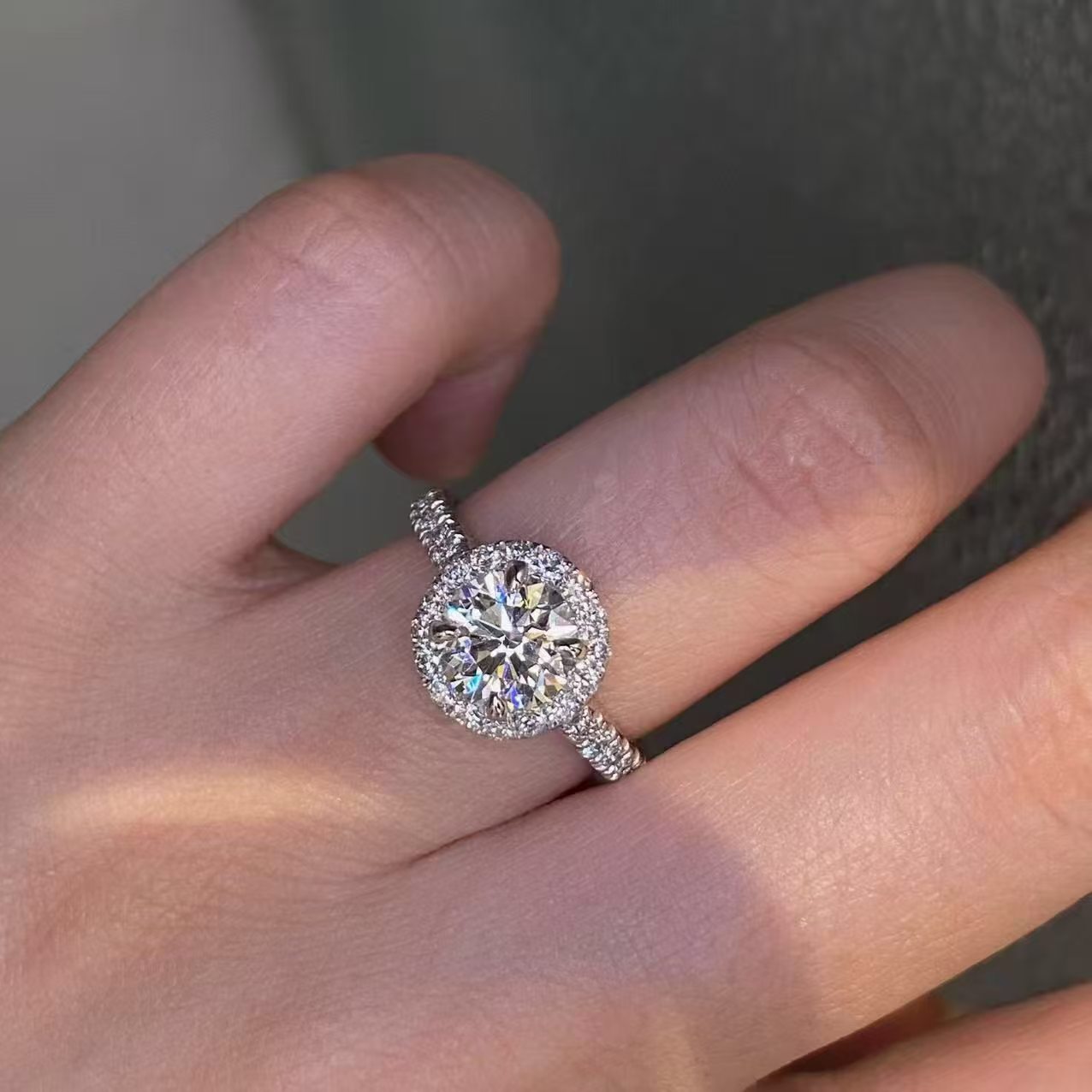 18K Gold 1.50ct Round Halo Ring