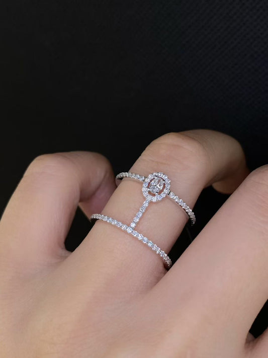 18K WG 0.096ct Double Band Accent Ring