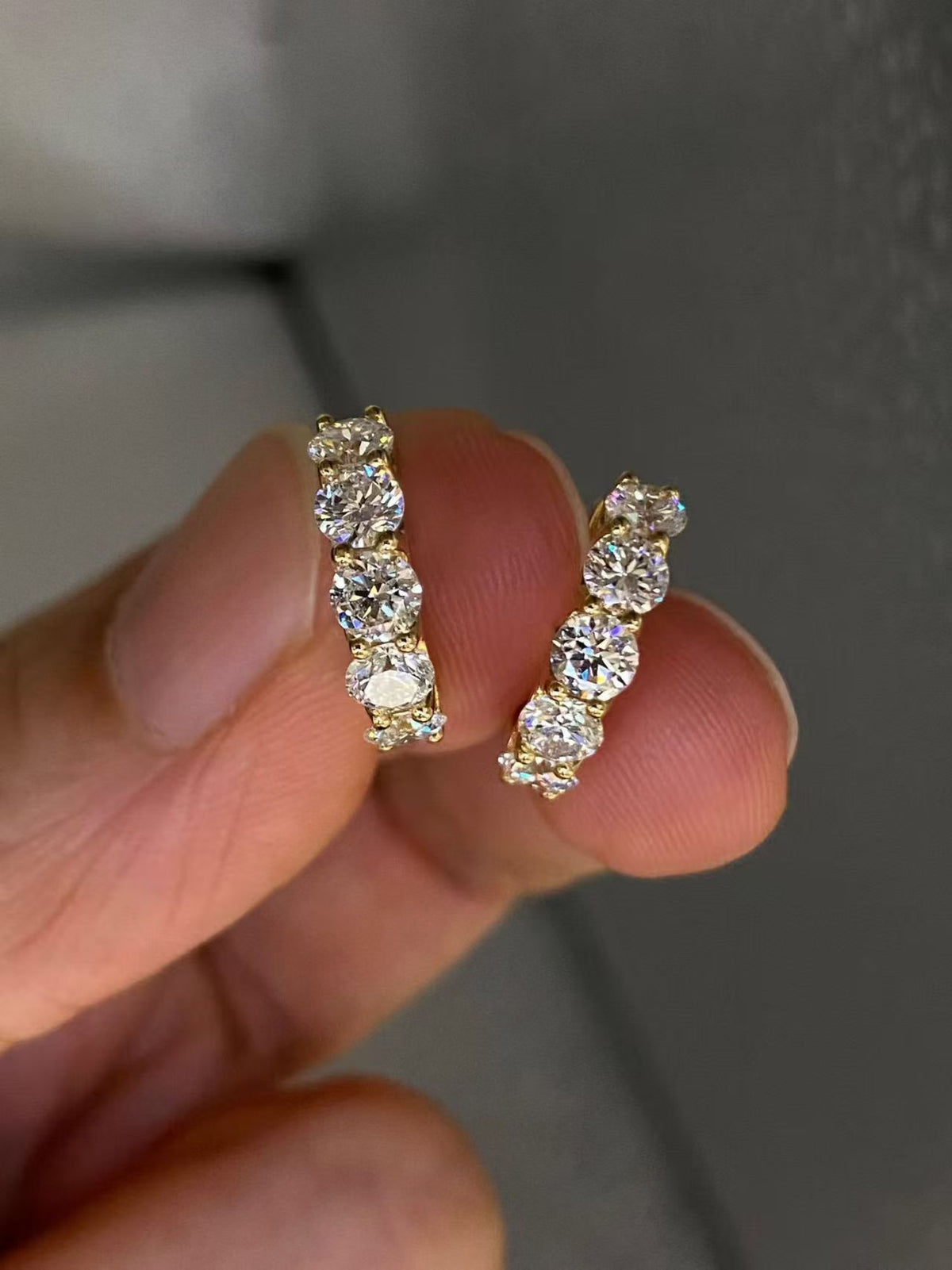 Lab Diamond Hoop Earrings | 1.966ct D Color | 18K Solid Yellow Gold | TE00125