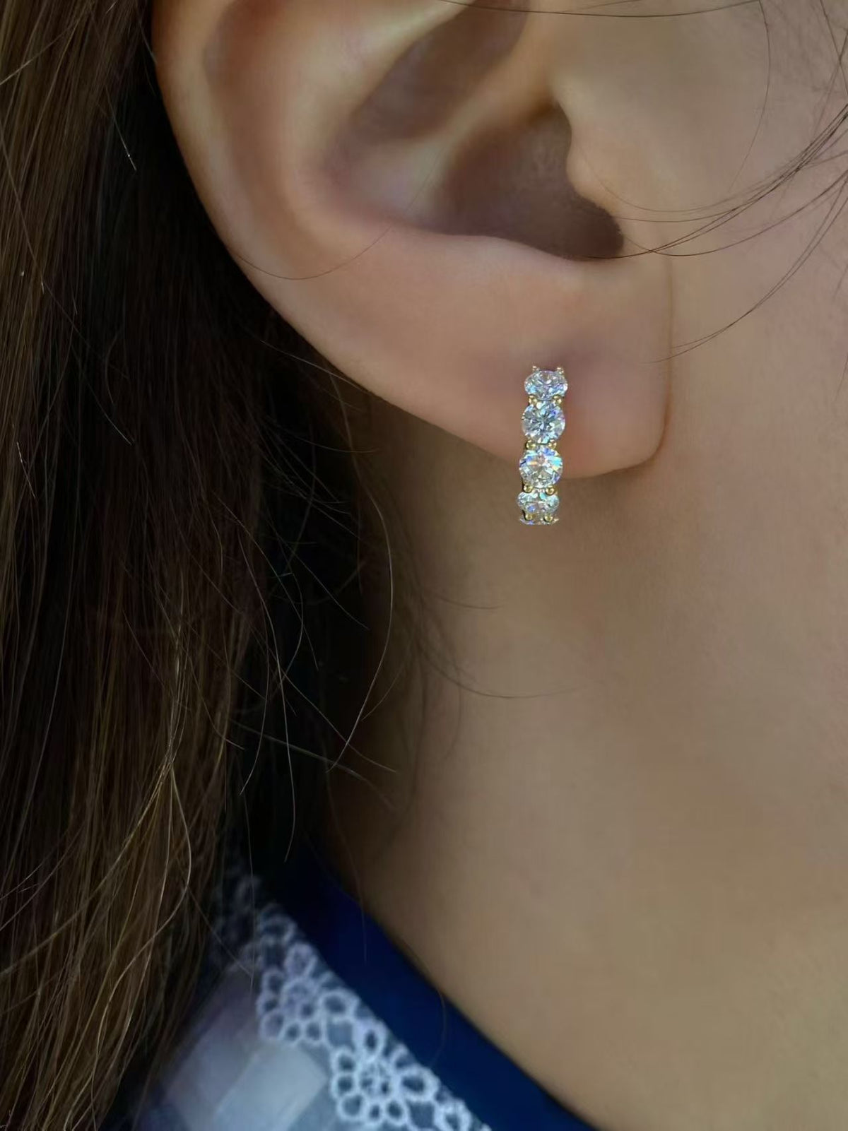Lab Diamond Hoop Earrings | 1.966ct D Color | 18K Solid Yellow Gold | TE00125