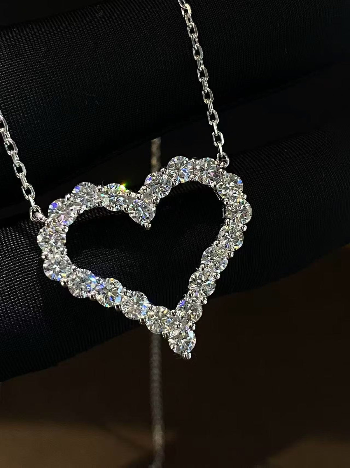 Open Heart Pavé Lab Diamond Pendant Necklace | 2.034ct D Color | 18K Solid White Gold | TN00118