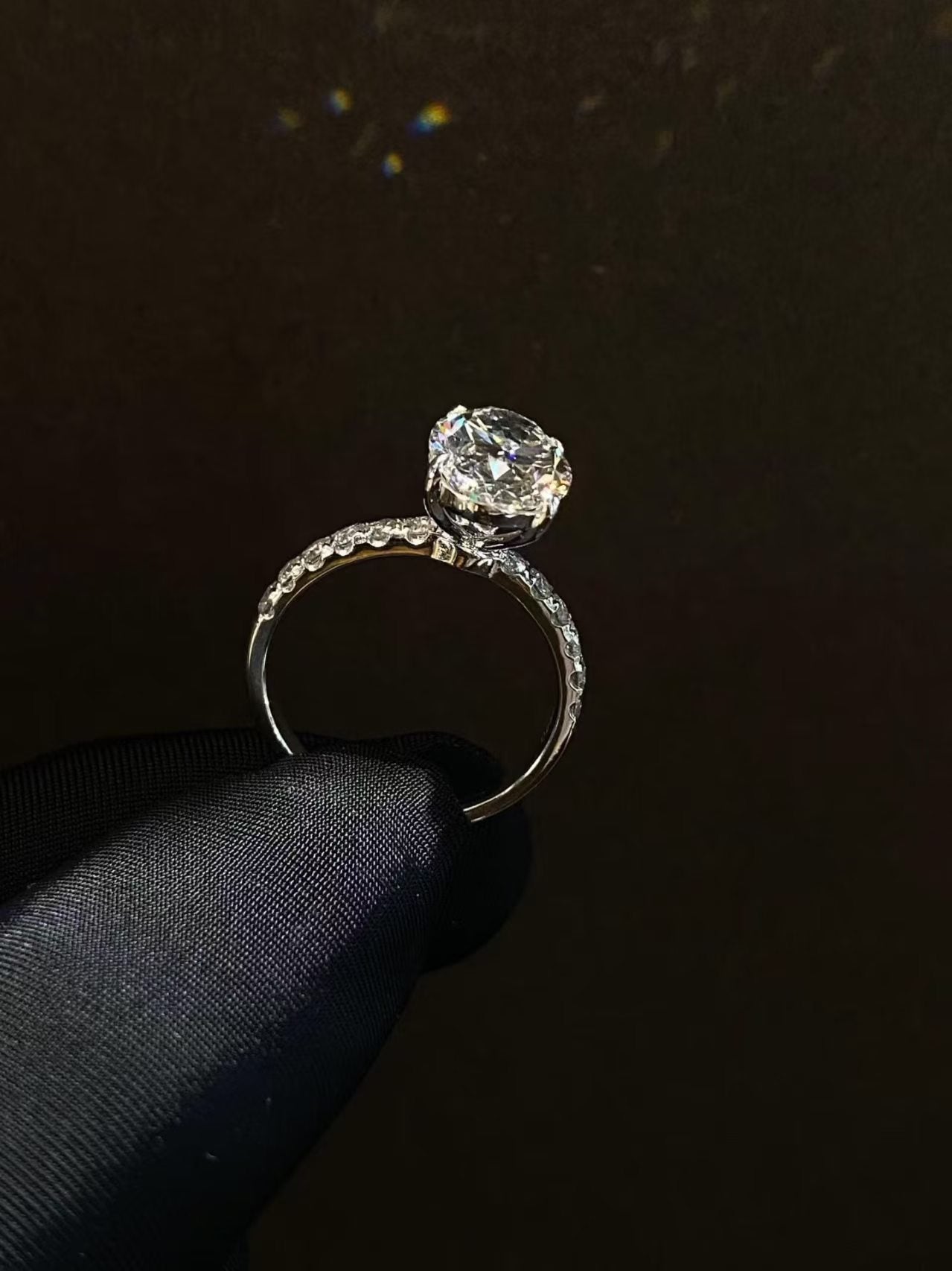 Oval Cut Pavé Lab Diamond Engagement Ring | 3.030ct D Color | PT950 Platinum | TR0097
