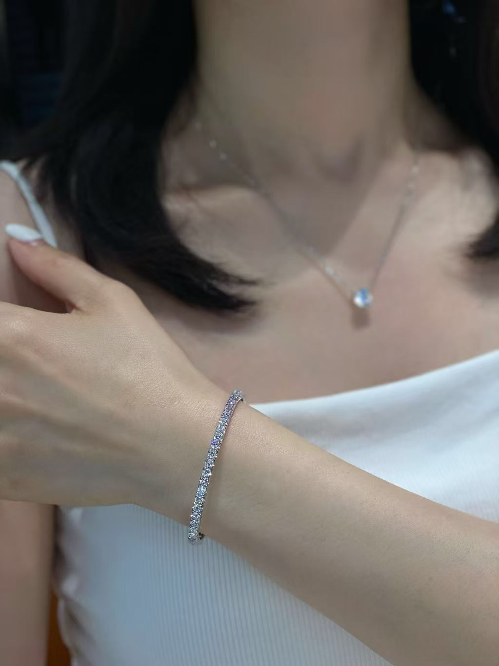 Full Pavé Lab Diamond Bangle Bracelet | 5.004ct D Color | 18K Solid White Gold | TT0089