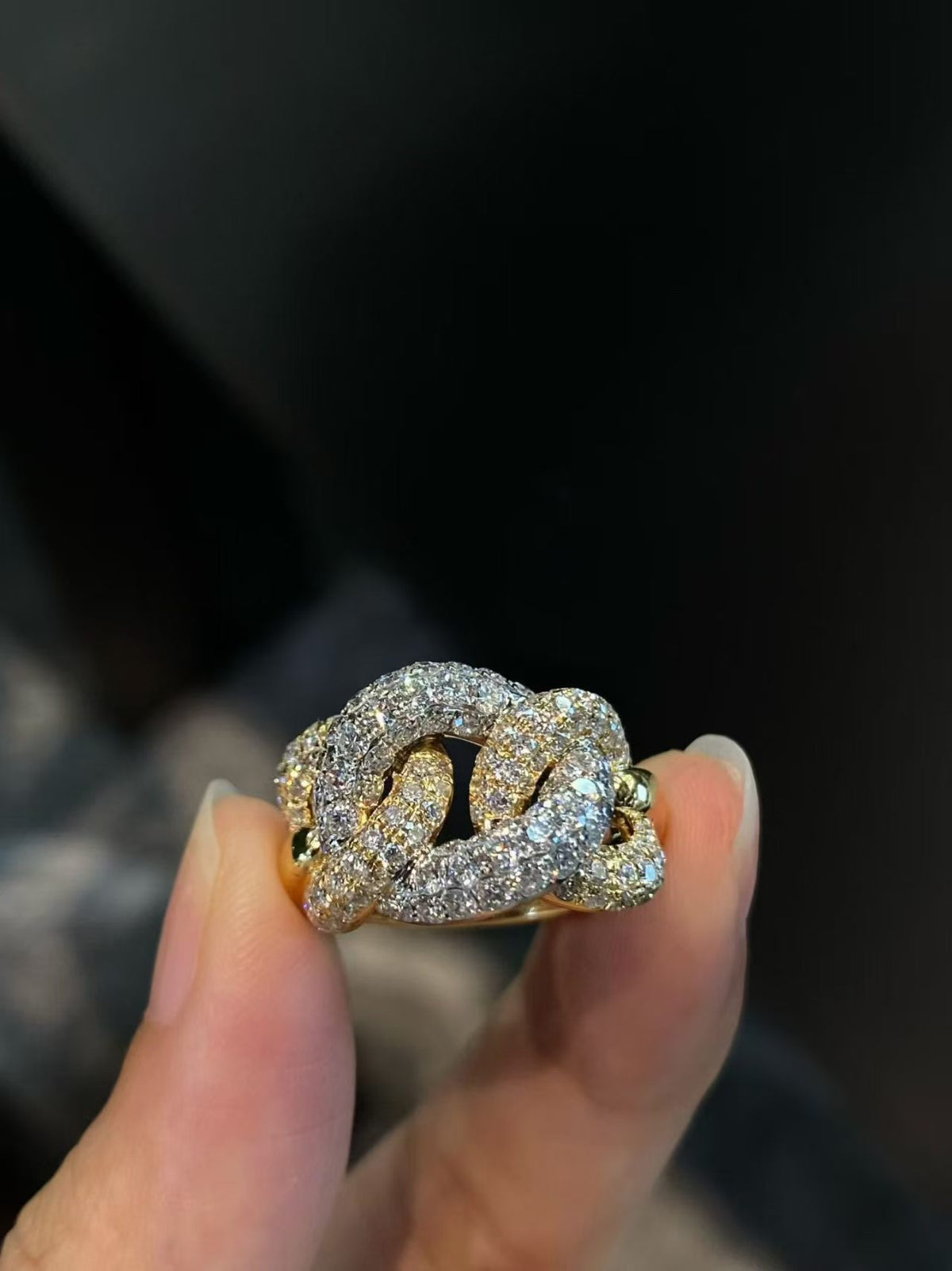 Pavé Knot Lab Diamond Ring | 2.103ct D Color | 18K Solid Yellow Gold | TR9160