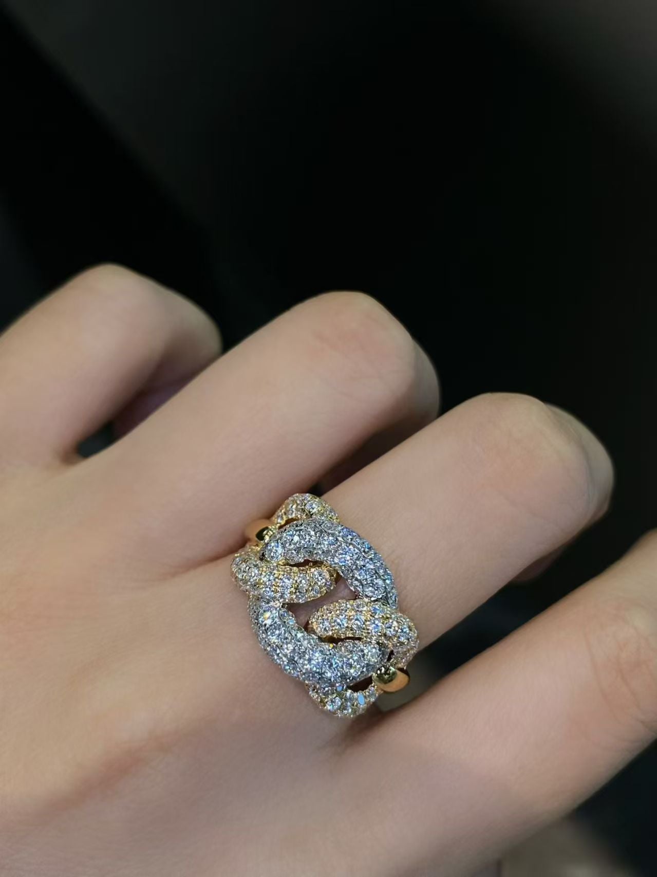 18K YG 2.10ct Pave Knot Ring