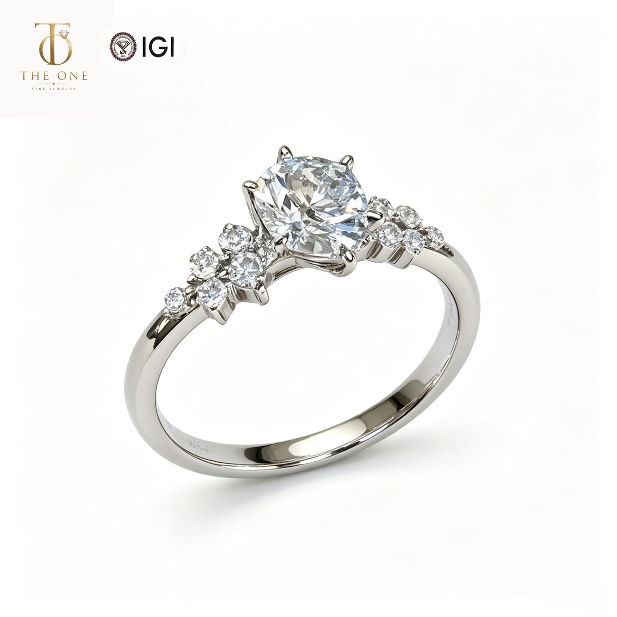 Round Brilliant Pavé Lab Diamond Engagement Ring | 1.050ct D Color | 18K Solid Gold | TR00109