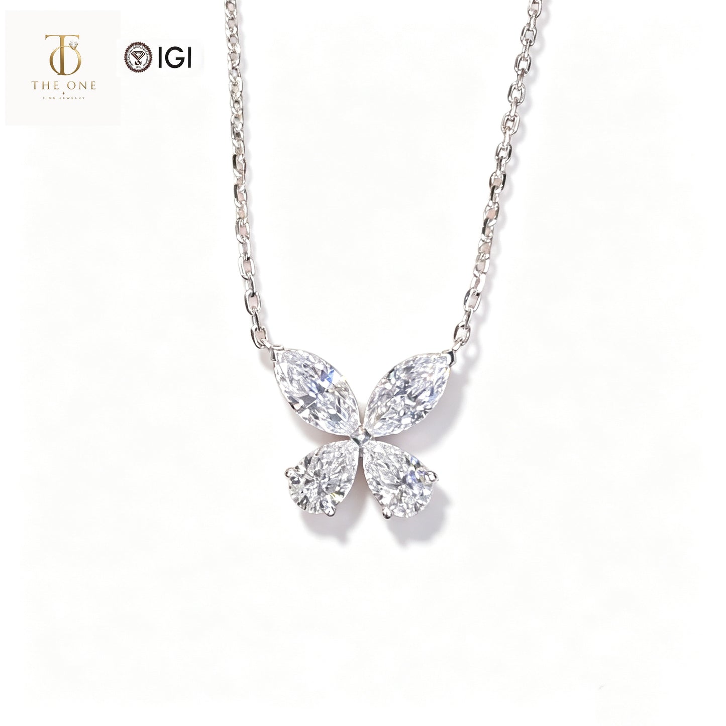 Butterfly Mixed Cut Lab Diamond Pendant Necklace | 1.726ct D Color | PT950 Solid Platinum | TN00117