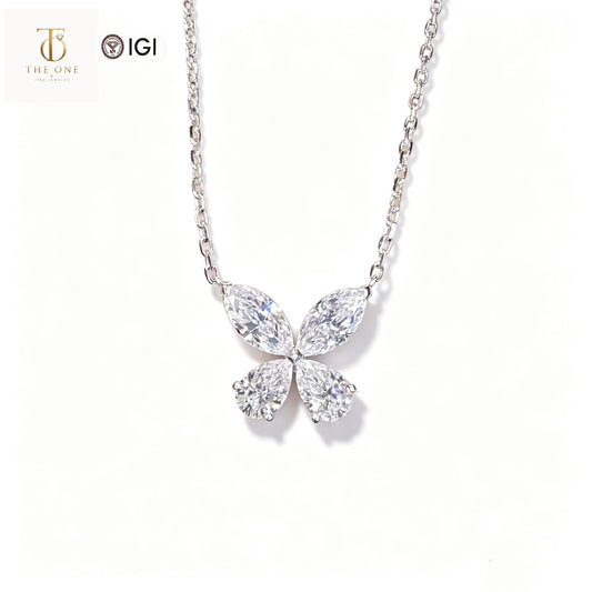 Butterfly Mixed Cut Lab Diamond Pendant Necklace | 1.726ct D Color | PT950 Solid Platinum | TN00117