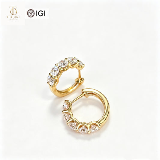 Lab Diamond Hoop Earrings | 1.966ct D Color | 18K Solid Yellow Gold | TE00125