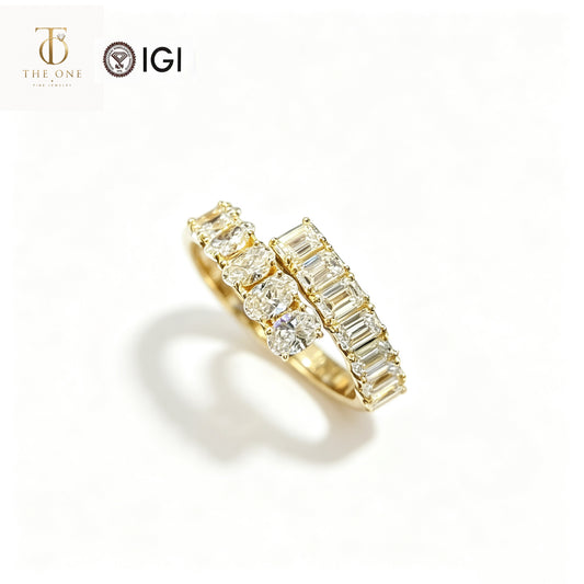 Mixed Cut Bypass Lab Diamond Fashion Ring | 2.177ct D Color | 18K Solid Yellow Gold | TR00140