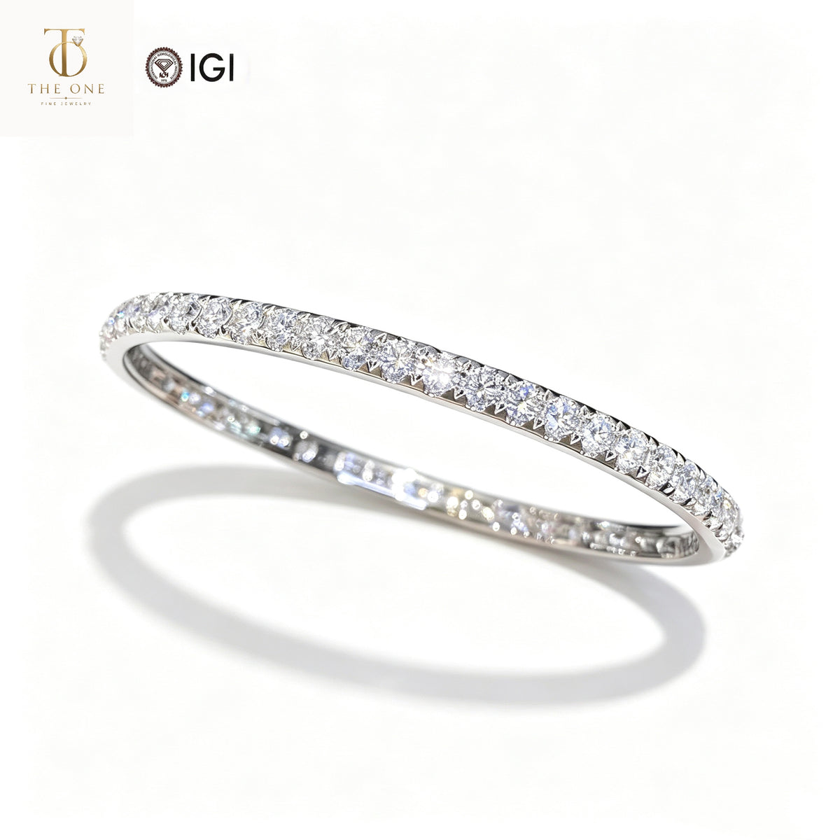 Full Pavé Lab Diamond Bangle Bracelet | 5.004ct D Color | 18K Solid White Gold | TT0089