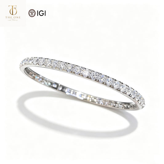 Full Pavé Lab Diamond Bangle Bracelet | 5.004ct D Color | 18K Solid White Gold | TT0089