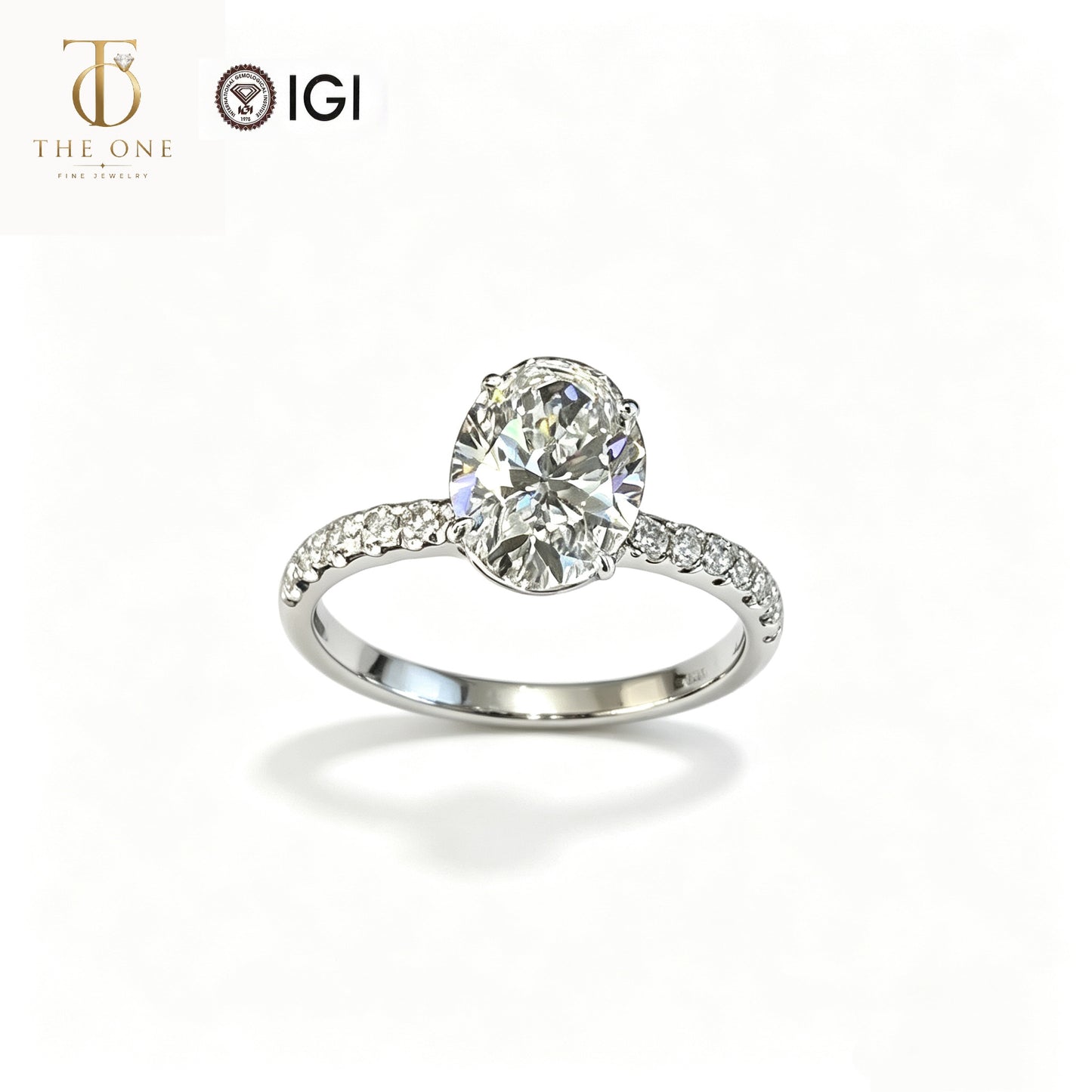 Oval Cut Pavé Lab Diamond Engagement Ring | 3.030ct D Color | PT950 Platinum | TR0097