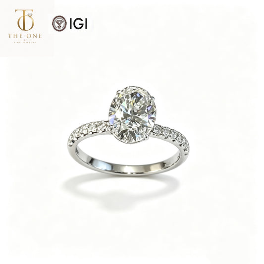 Oval Cut Pavé Lab Diamond Engagement Ring | 3.030ct D Color | PT950 Platinum | TR0097
