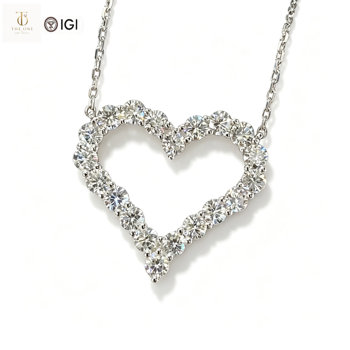 Open Heart Pavé Lab Diamond Pendant Necklace | 2.034ct D Color | 18K Solid White Gold | TN00118