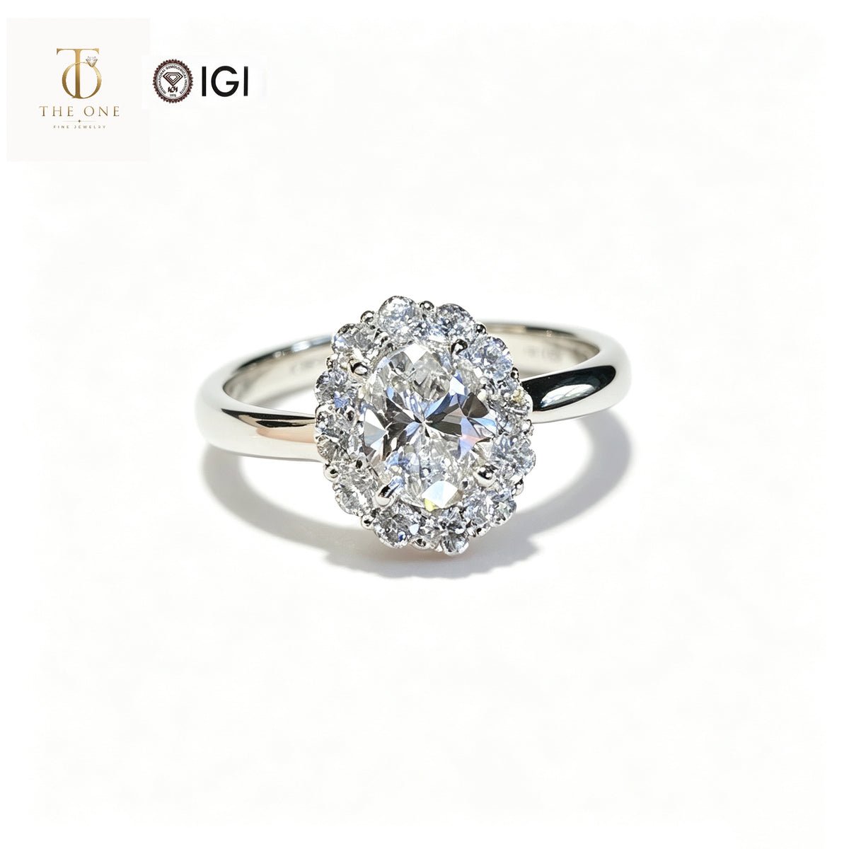 Oval Cut Double Halo Lab Diamond Engagement Ring | 1.010ct D Color | 18K Solid Gold | TR00134