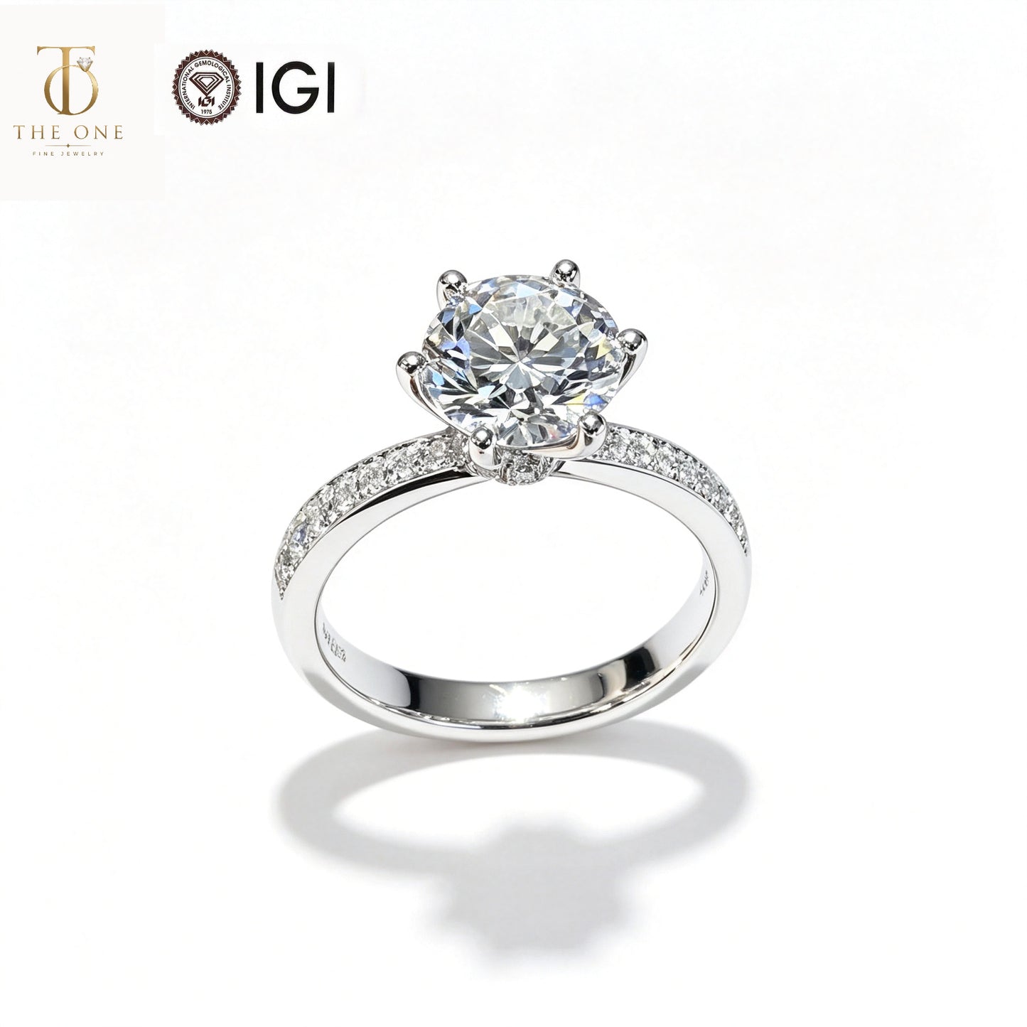 Round Brilliant Pavé Lab Diamond Engagement Ring | 2.08ct D Color | PT950 Solid Platinum | TR00203