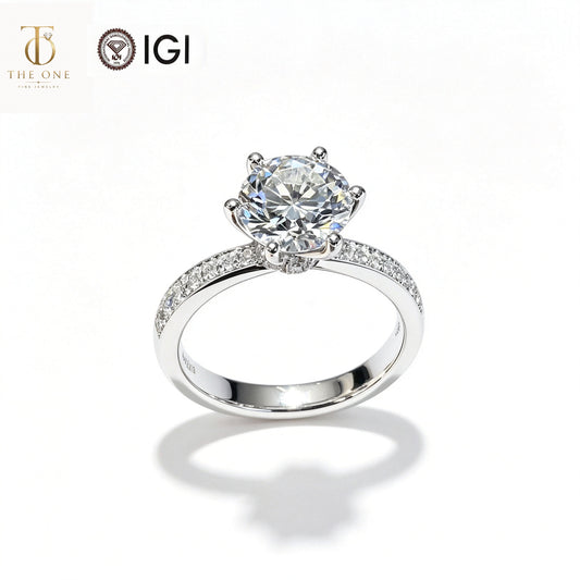 Round Brilliant Pavé Lab Diamond Engagement Ring | 2.08ct D Color | PT950 Solid Platinum | TR00203