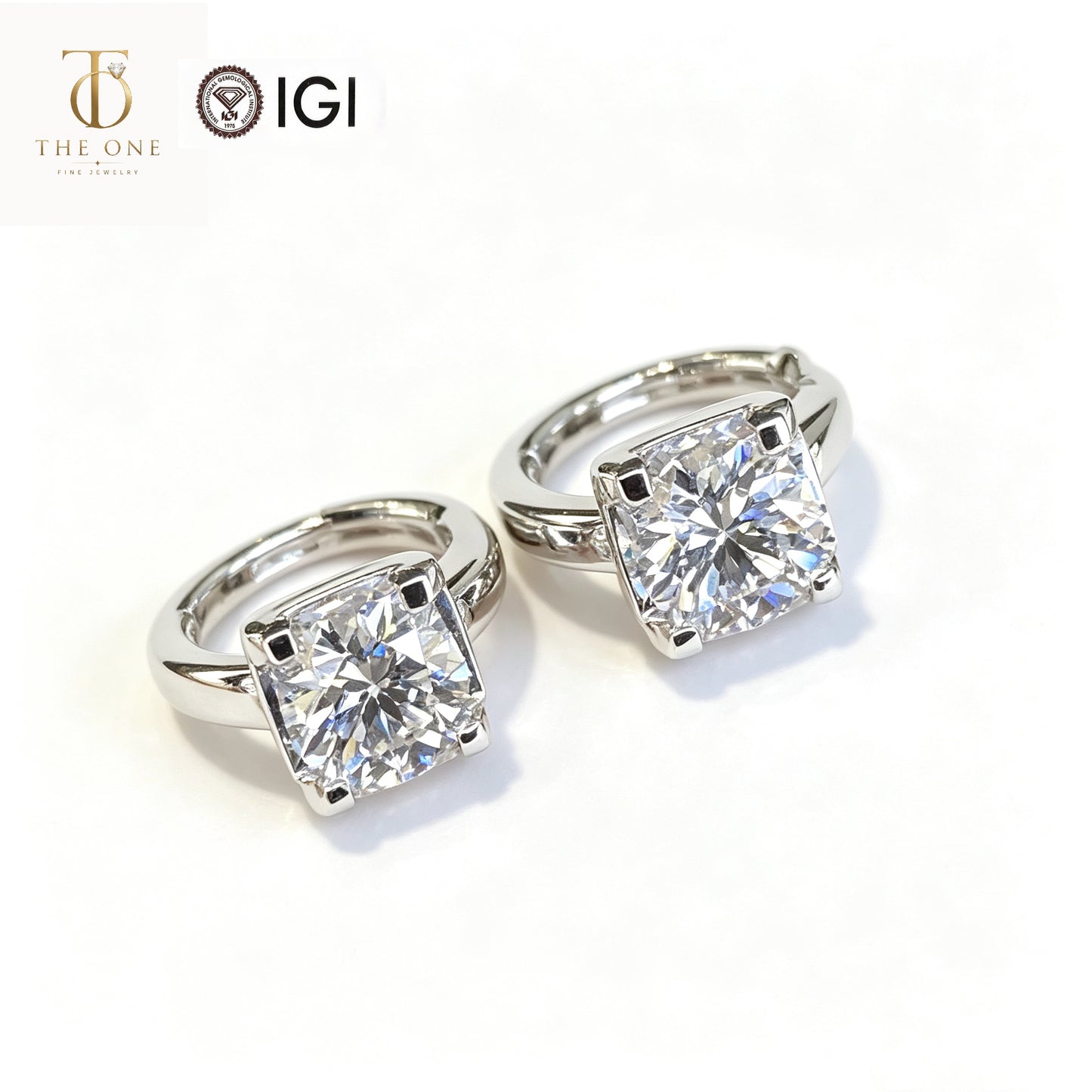 Round Brilliant Lab Diamond Huggie Hoop Earrings | 2.06ct D Color | 18K Solid White Gold | TE0061