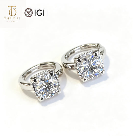 Round Brilliant Lab Diamond Huggie Hoop Earrings | 2.06ct D Color | 18K Solid White Gold | TE0061