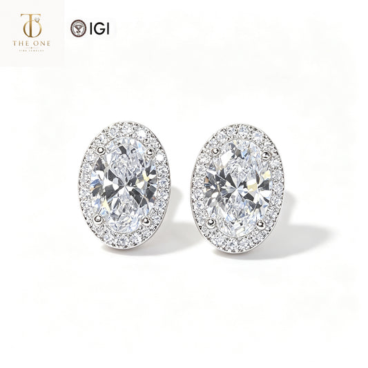 Platinum2.01ct Oval Halo Lab Diamond Stud Earrings