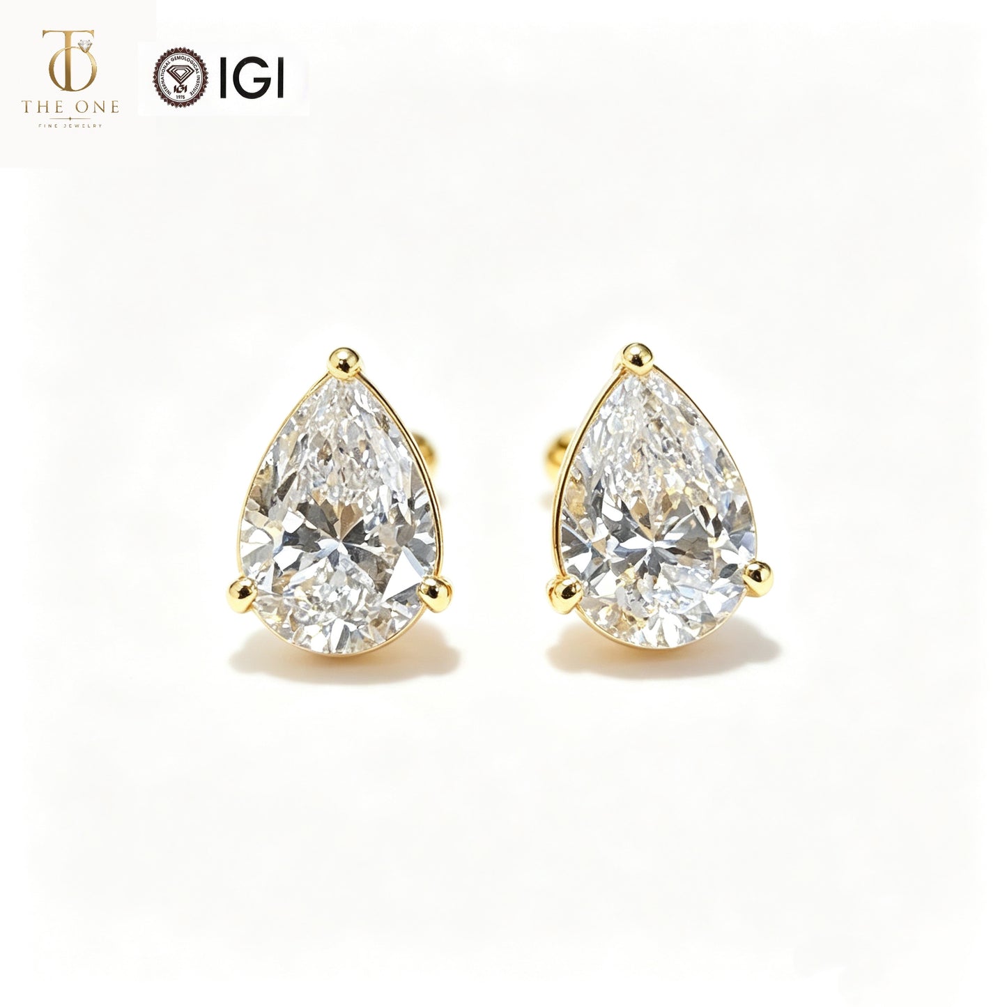 Pear Solitaire Lab Diamond Stud Earrings | 1.036ct D Color | 18K Solid Gold | TE0027