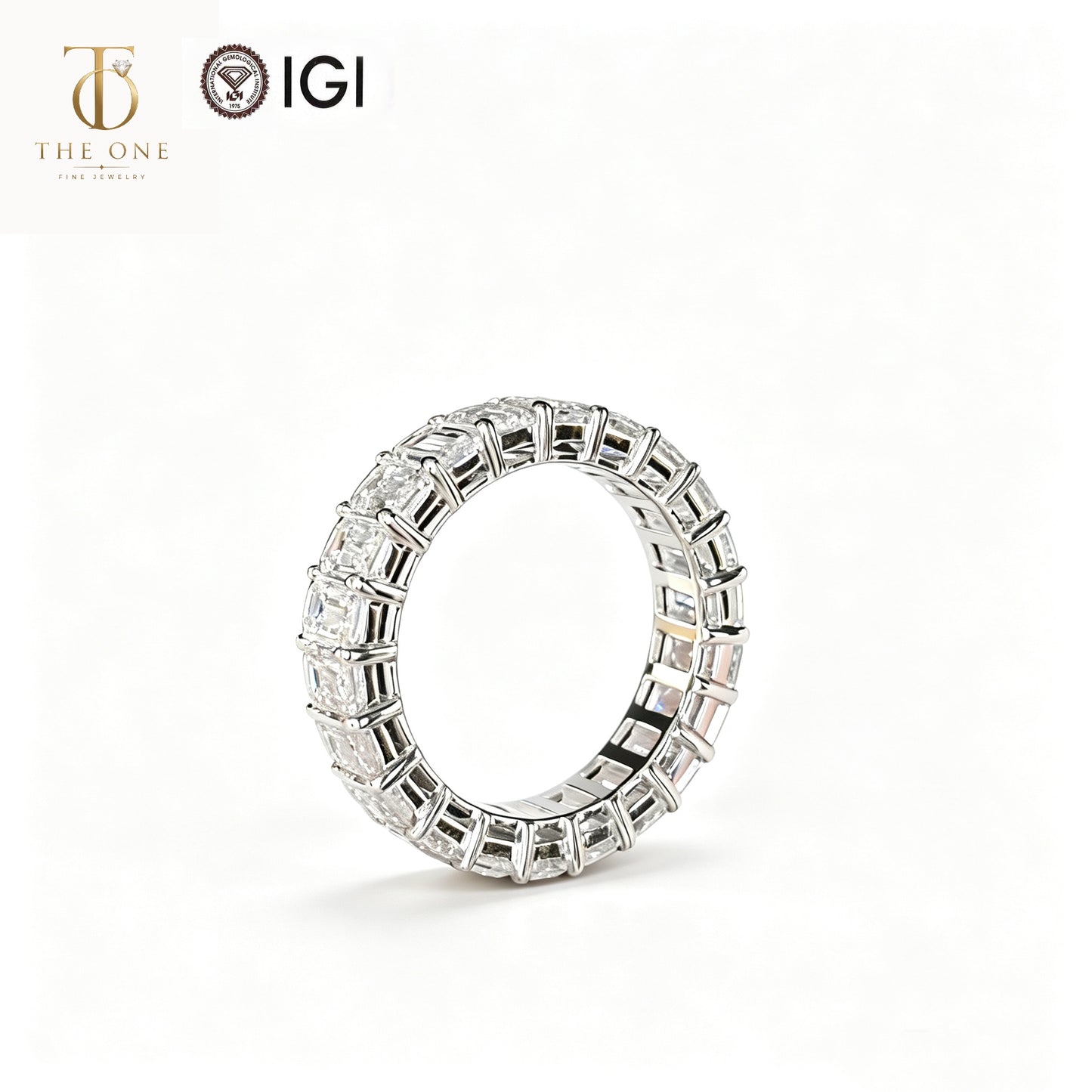 Emerald Cut Full Eternity Lab Diamond Band | 7.32ct D Color | 18K Solid Gold | TN00183