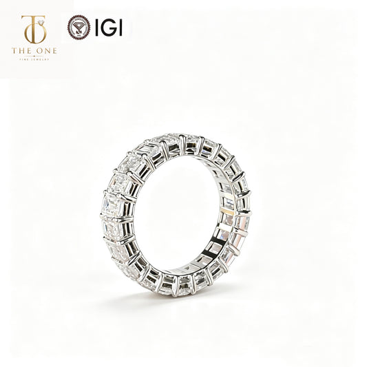Emerald Cut Full Eternity Lab Diamond Band | 7.32ct D Color | 18K Solid Gold | TN00183