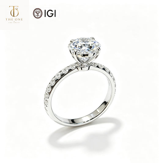 Round Brilliant Half-Eternity Lab Diamond Ring | 2.04ct D Color | 18K Solid White Gold | TR00198